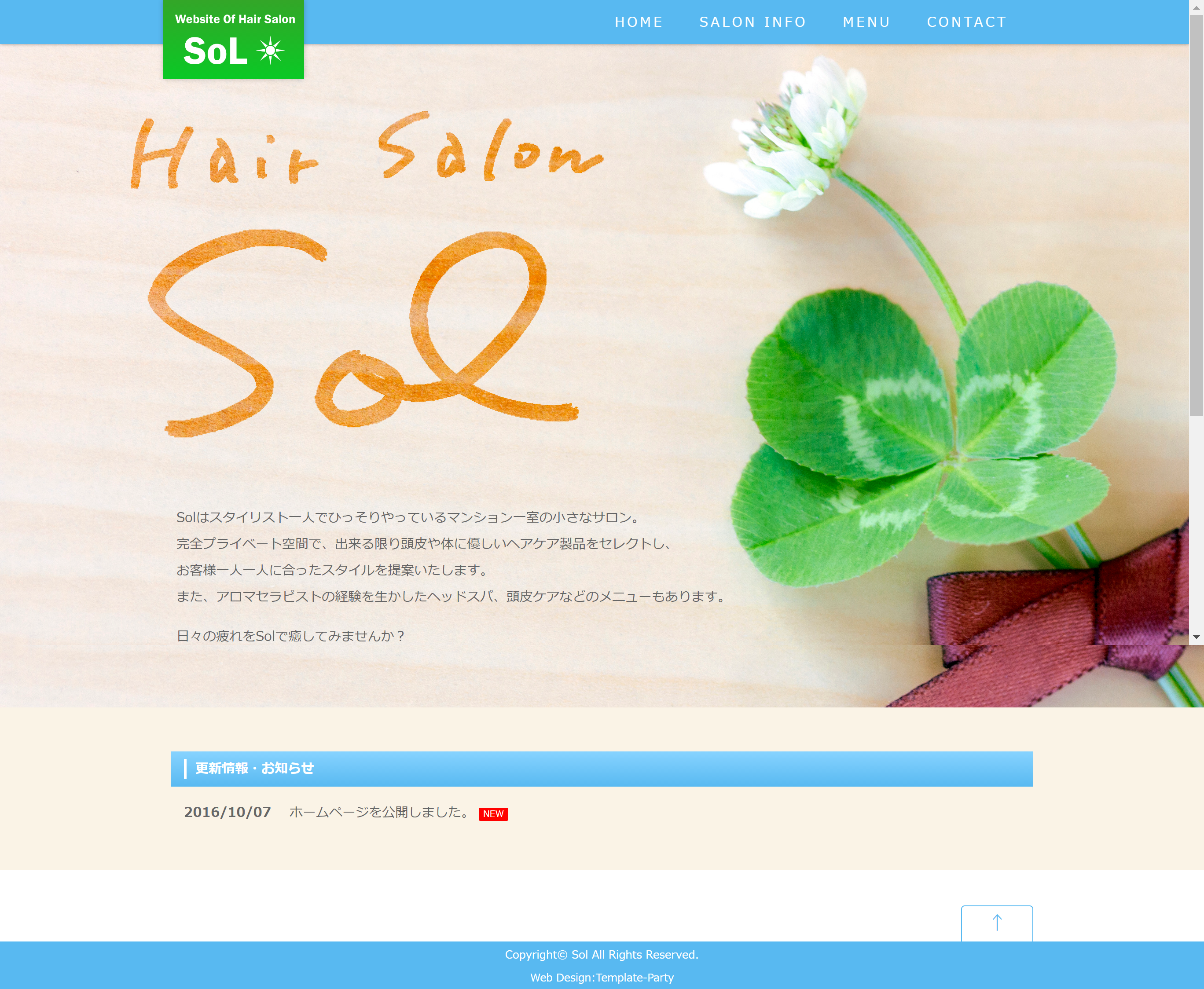 Hair Salon SOL ホームページデザイン